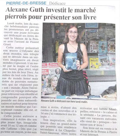 Article du journal dédicasse d' Alexane Guth