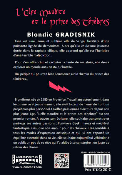 Photo verso du livre: L'elfe maudite et le prince des ténèbres par Blondie Gradisnik