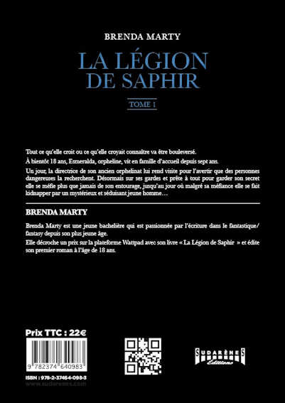 Photo verso du livre: La Légion de Saphir par Brenda Marty