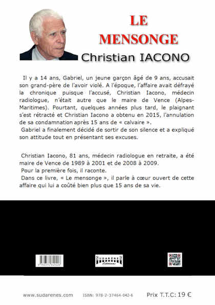 Photo verso du livre:Le mensonge par Christian Iacono 