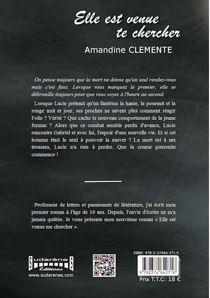 Photo verso du livre:Elle est venue te chercher par Amandine CLEMENTE 
