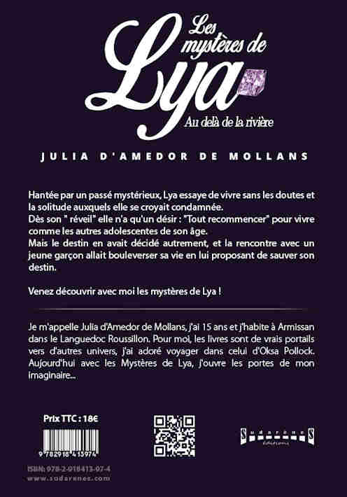 Photo  du livre: Les mystères de Lya tome1 : Au-Delà de la rivière par Julia D’Amedor de Mollans