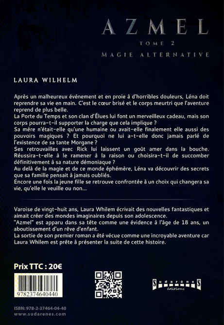 Photo verso du livre:AZMEL Tome 2 :Magie Alternative par Laura Wilhelm 