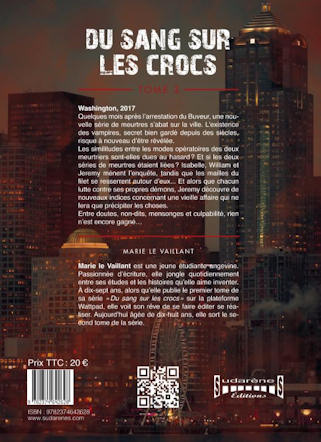 Photo verso du livre: Du sang sur les crocs T2 par Marie Le Vaillant