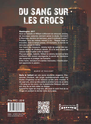 Photo verso du livre: Du sang sur les crocs T3 par Marie Le Vaillant