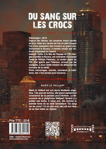 Photo verso du livre: Du sang sur les crocs par Marie Le Vaillant
