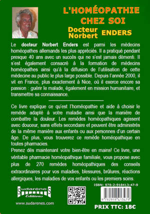 Photo verso du livre: L'homéopathie chez soi par le Docteur Norbert SENDERS