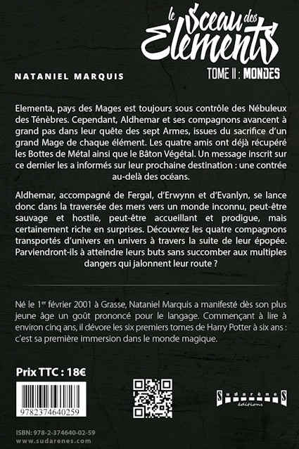 Photo recto du livre:Le sceau des elements T2 Mondes par Nataniel Marquis