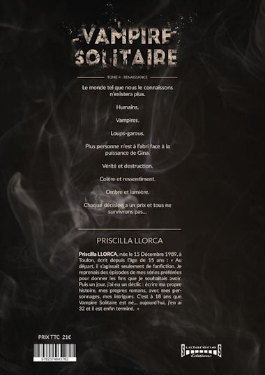 Photo verso du livre: Vampire Solitaire Tome4 par Priscilla LLORCA