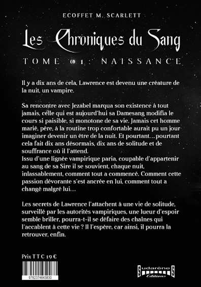 Photo  du livre: Les chroniques du sang tome1 : Naissance par ECOFFET M.SCARLETT