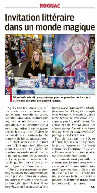  article La Provence pour Blondie Gradisnik