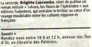 Var Matin parle du livre Sakura de Brigite Lascombe