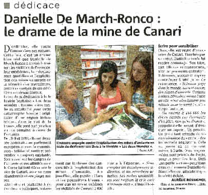 Corse Matin parle du livre Clara de Danielle De March-Ronco