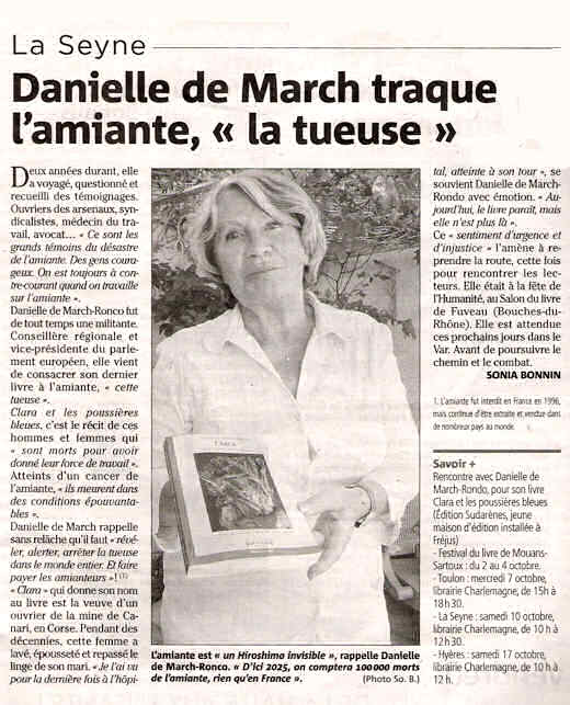 Var Matin parle du livre Clara de Danielle De March-Ronco