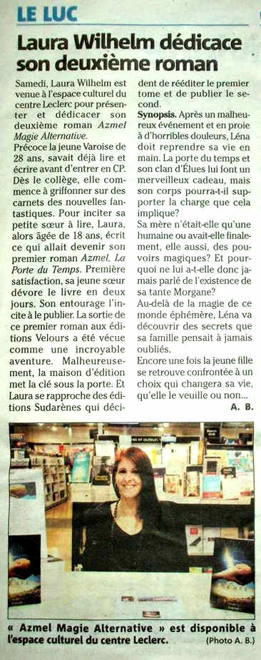 Laura Wilhelm en dédicace de son livre AZMEL T2