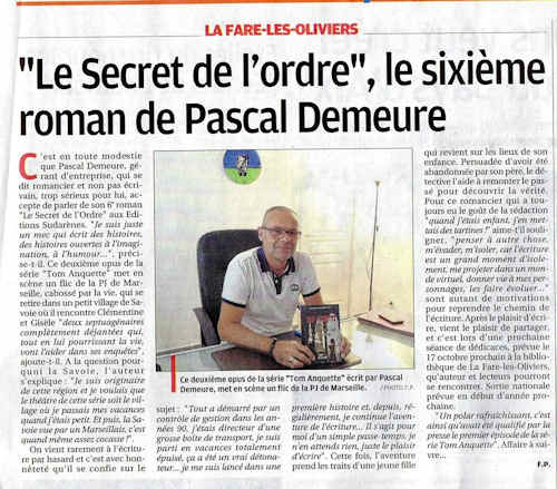 Reportage sur le livre: Tom Anquette - Le secret de l'ordre par Pascal Demeure
